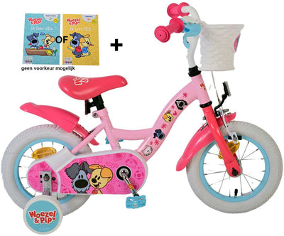 Vélo pour enfants Volare woezel pip - filles - 12 pouces - rose + livre de coloriage gratuit