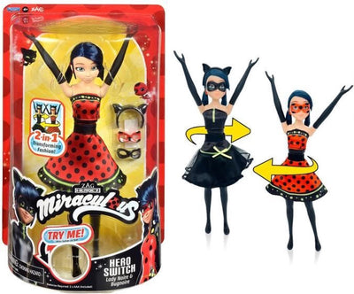 Bandai - miraculeuse - poupée transformation coccinelle - poupée 26 cm qui se transforme en dame noire et insecte noir - jouet miraculeux - poupée articulée avec 2 tenues - jouets pour enfants de 4 ans et + - p50414
