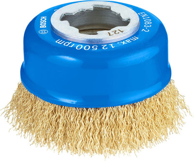 Bosch accessoires x-lock cup brosse en acier fil ondulé, laiton plaqué 75mm 0,3mm - 1 pièce(s) - 2608620730