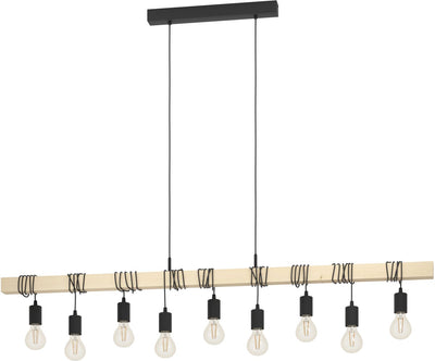 Lampe suspendue Eglo townshend - e27 - 150 cm - marron noir - bois fsc