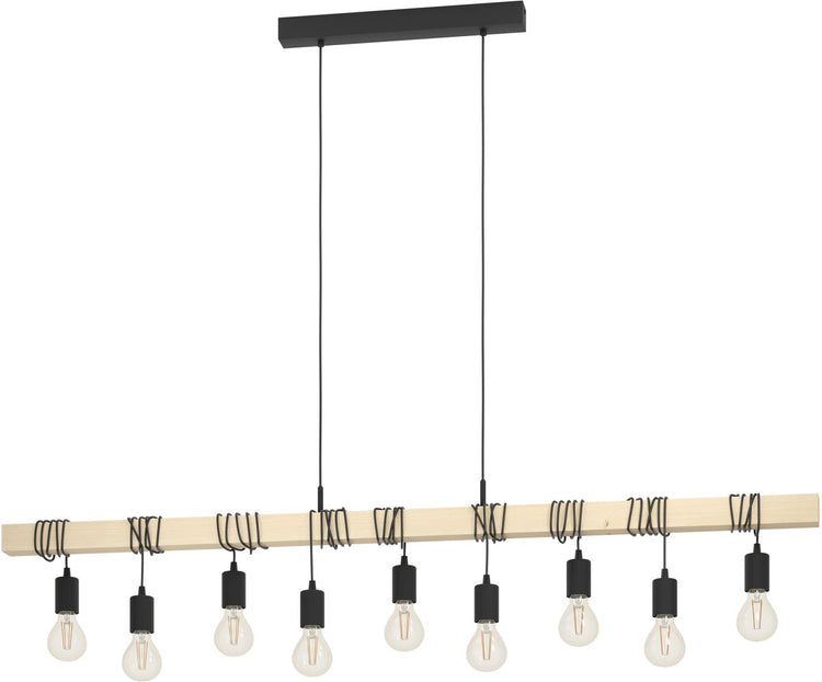 Lampe suspendue Eglo townshend - e27 - 150 cm - marron noir - bois fsc