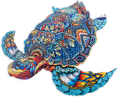 Puzzle en bois Engelhart tortue - 128 pièces de puzzle uniques - Puzzle en bois de taille A4 - Jeu de puzzle d'animaux - Jeu de réflexion relaxant - Avec étui de rangement -