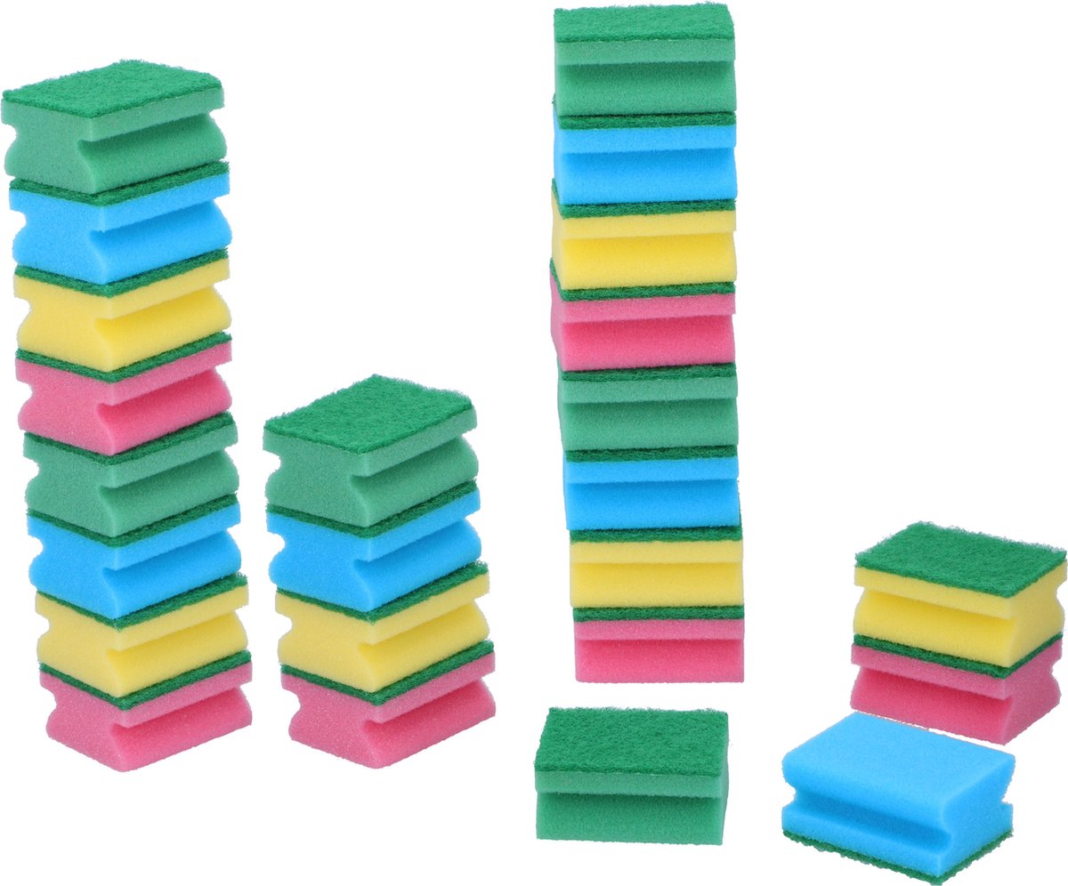 Tampons à récurer Dirt Devil - 24 pièces - colorés - vaisselle de nettoyage ménager - éponges