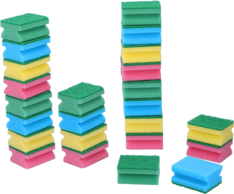 Tampons à récurer Dirt Devil - 24 pièces - colorés - vaisselle de nettoyage ménager - éponges