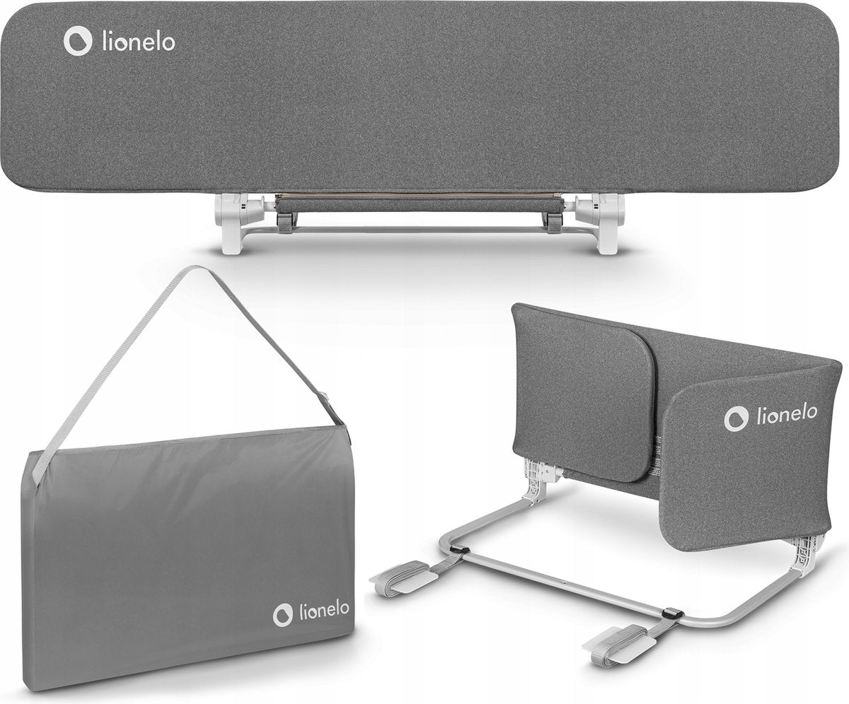 Lionelo lora - barrière de lit xl - pliable portable - extra longue 150 cm - installation facile - universelle - matériau de haute qualité