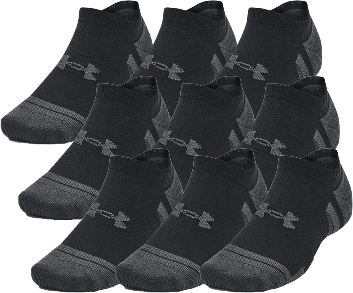 Under armour ua performance tech 3pk ns-blk chaussettes de sport unisexes - noir - gris jet