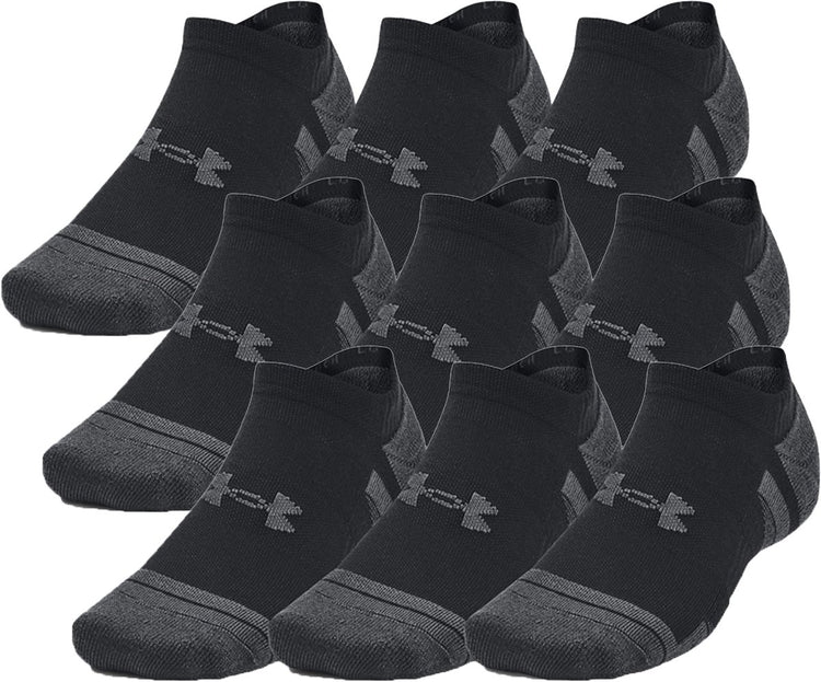 Under armour ua performance tech 3pk ns-blk chaussettes de sport unisexes - noir - gris jet