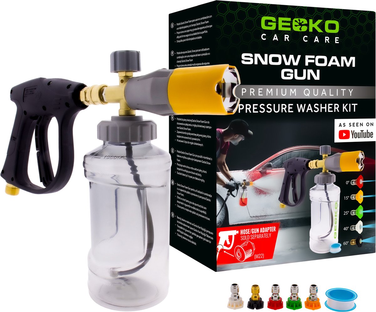 Gecko car care gecko pistolet à mousse de neige avec adaptateurs - pulvérisateur de mousse pour lavage de voiture