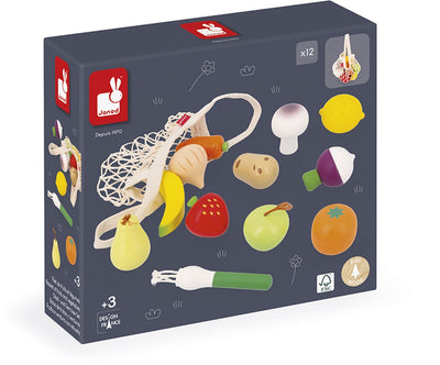 Janod | ensemble de 12 fruits et légumes comme une grand-mère brillante