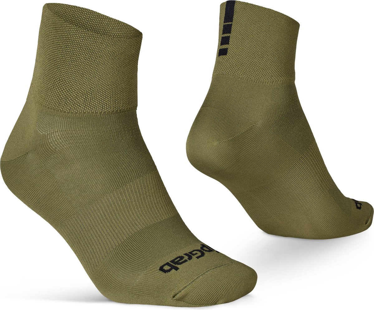 Gripgrab - chaussettes de cyclisme d'été légères SL courtes et performantes 1 paire de chaussettes de cyclisme coolmax coupe basse - vert olive - unisexe - taille m (41-44)