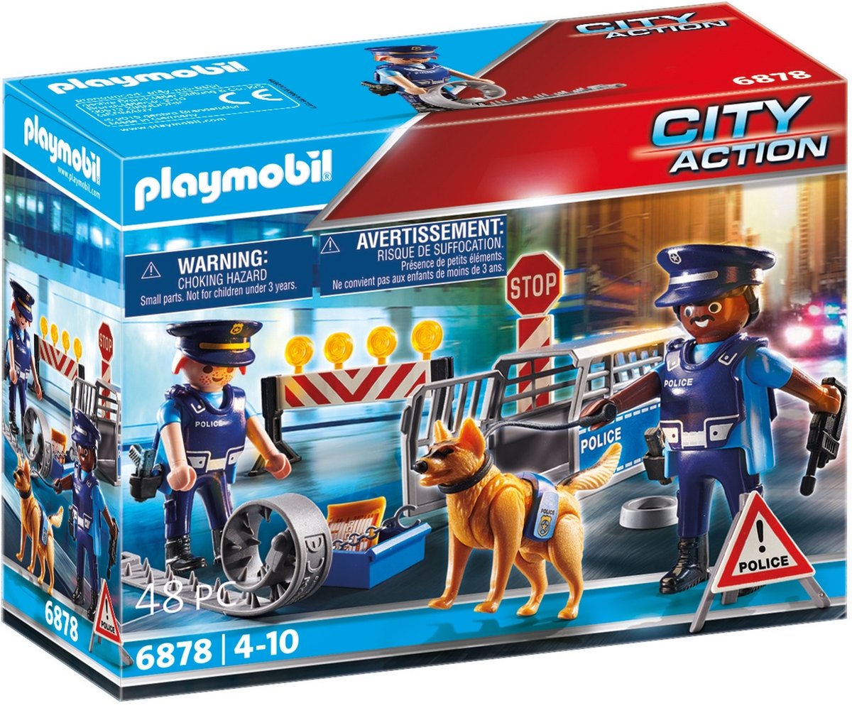 Barrage routier de la police d'action de la ville Playmobil