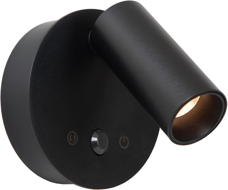 Lucide toni - applique murale spot rechargeable - batterie rechargeable - ø 8,1 cm - LED dimmable - CCT - 1x2W 2700K 4000K - détecteur de mouvement (commutable) - magnétique - noir
