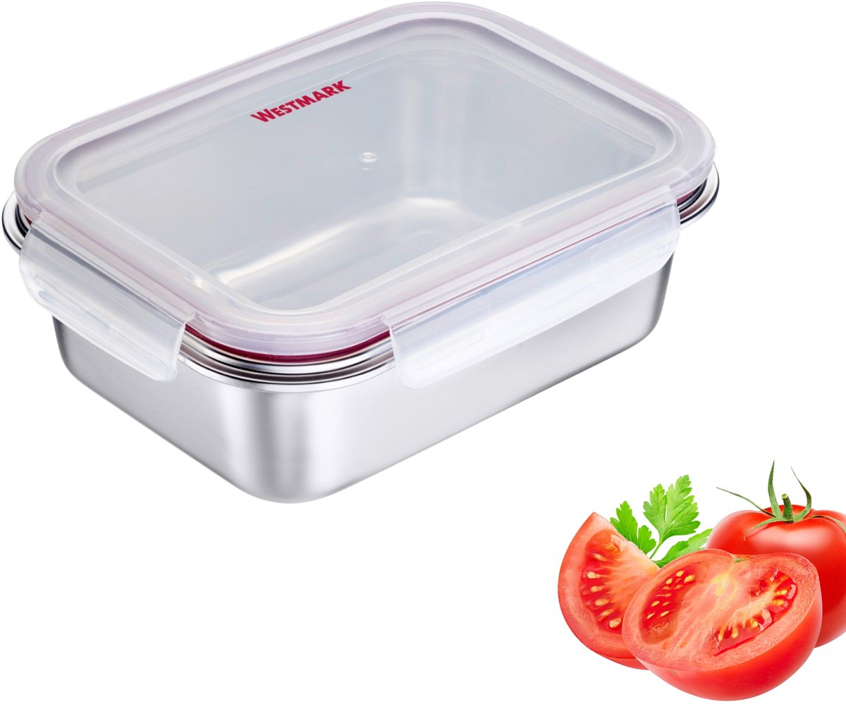 Boîte à lunch Westmark en acier inoxydable - boîte à pain étanche - passe au micro-ondes et au four, sans BPA - boîte bento pour l'école, le travail et la garderie - argent, 600 ml
