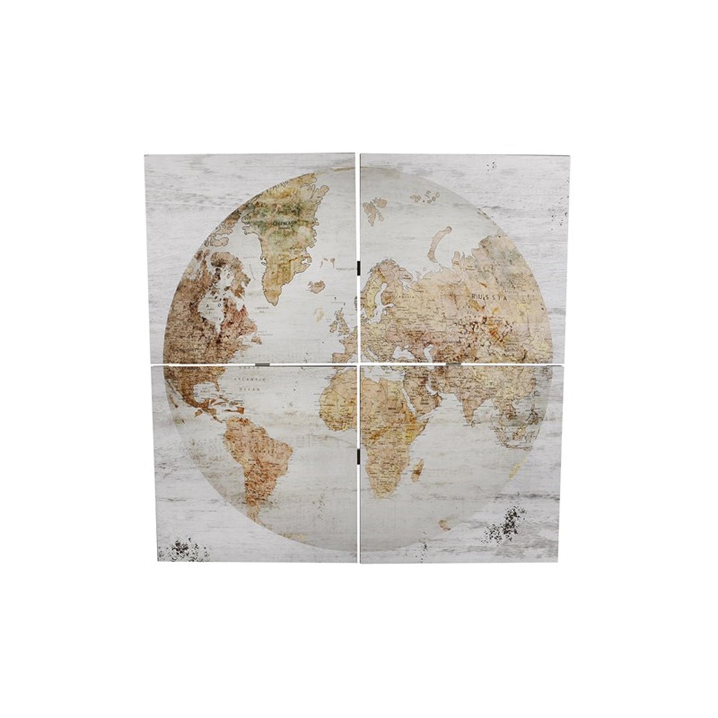 Cosydecor tableau mural 'globe' 4 pièces 80x80 blanc