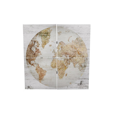 Cosydecor tableau mural 'globe' 4 pièces 80x80 blanc