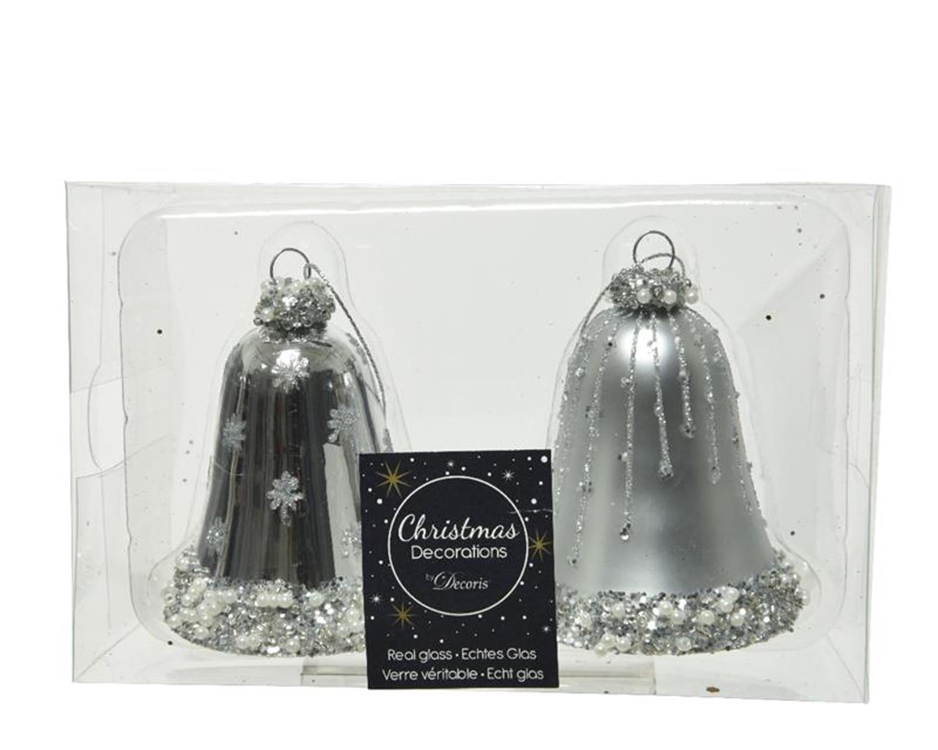 Decoris Ensemble pendentif de Noël horloge lot de 2 pièces argent