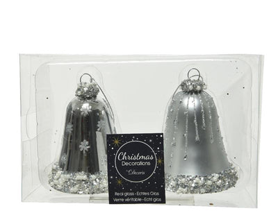 Decoris Ensemble pendentif de Noël horloge lot de 2 pièces argent