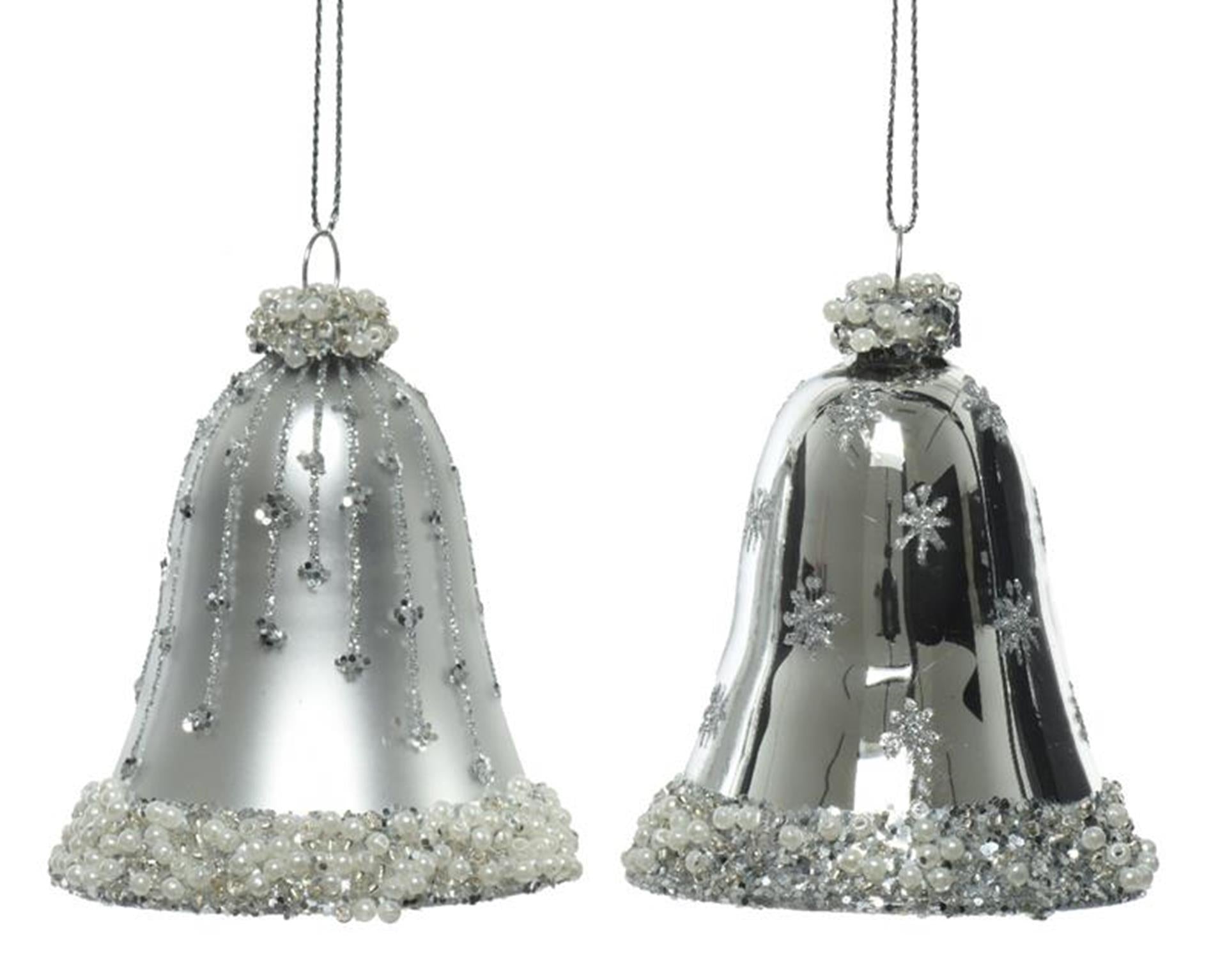 Decoris Ensemble pendentif de Noël horloge lot de 2 pièces argent