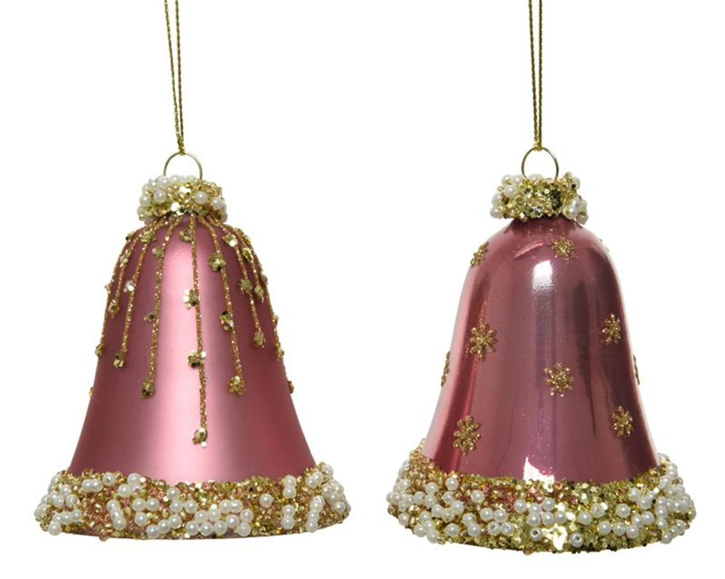 Decoris Ensemble pendentif de Noël horloge lot de 2 pièces rose
