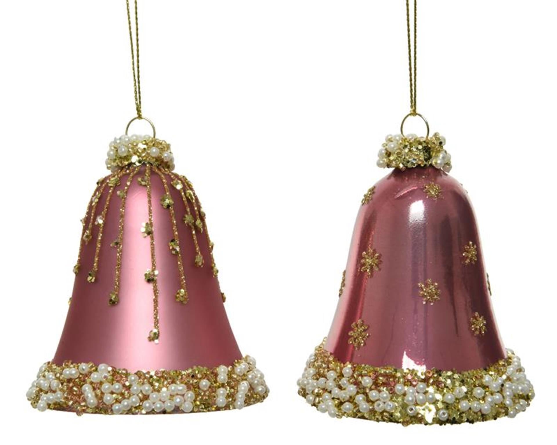 Decoris Ensemble pendentif de Noël horloge lot de 2 pièces rose