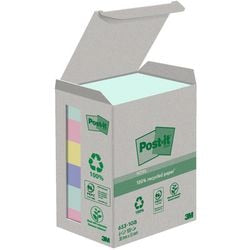 Pic notes autocollantes post-it recyclées 38 x 51 pk assortiment de 6 couleurs en carton