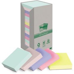 Notes adhésives post-it recyclées 76 x 76 pk assortiment de 16 couleurs en carton