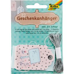 Étiquettes cadeaux en papier folia assortiment de couleurs toute l'année 12 pièces
