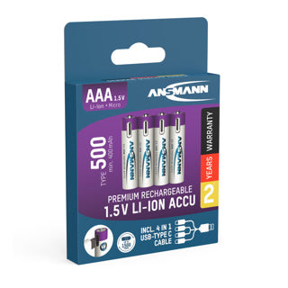 Batteries rechargeables USB AAA avec câble de charge
