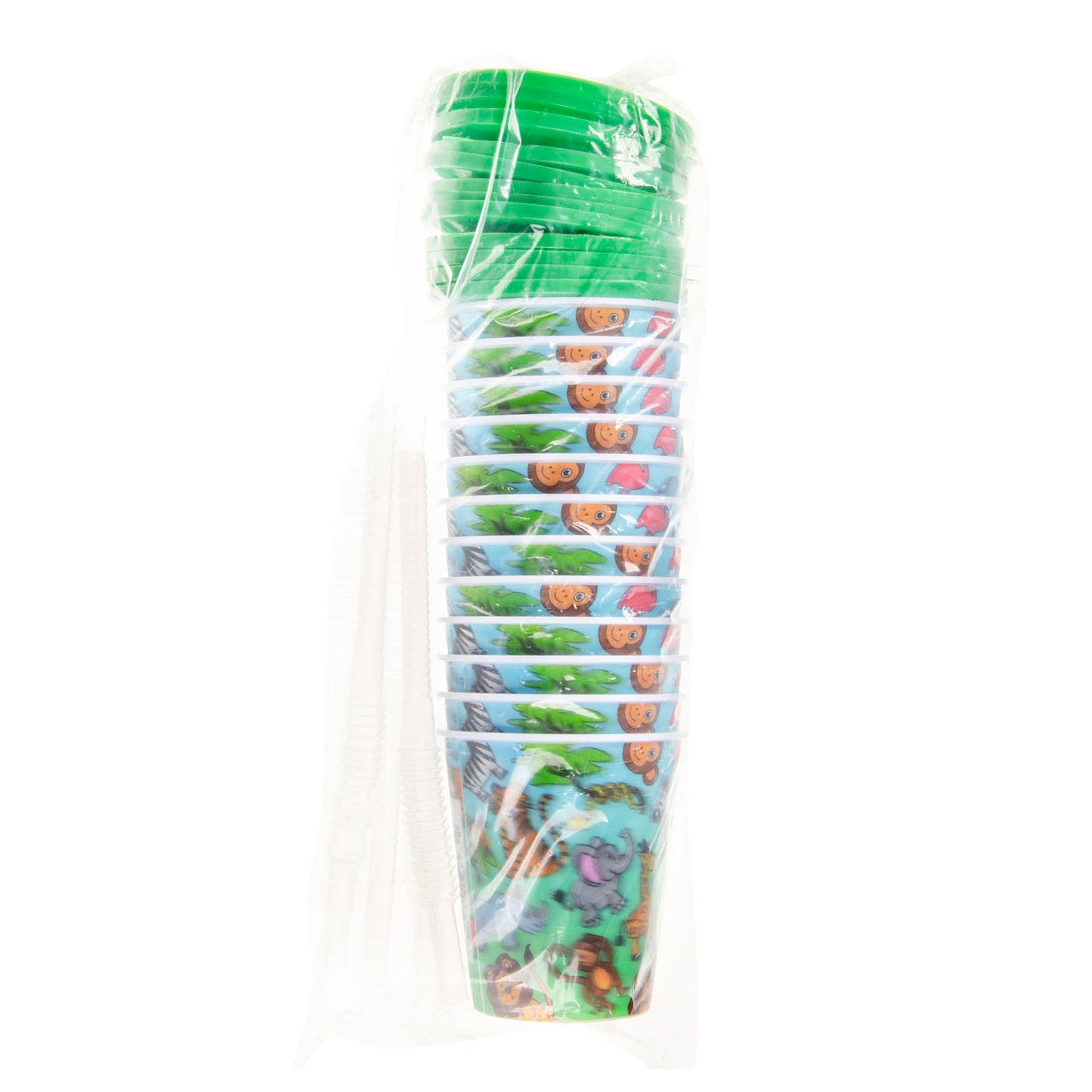 LG Imports Cup avec couvercle et animaux sauvages de paille, 12e.