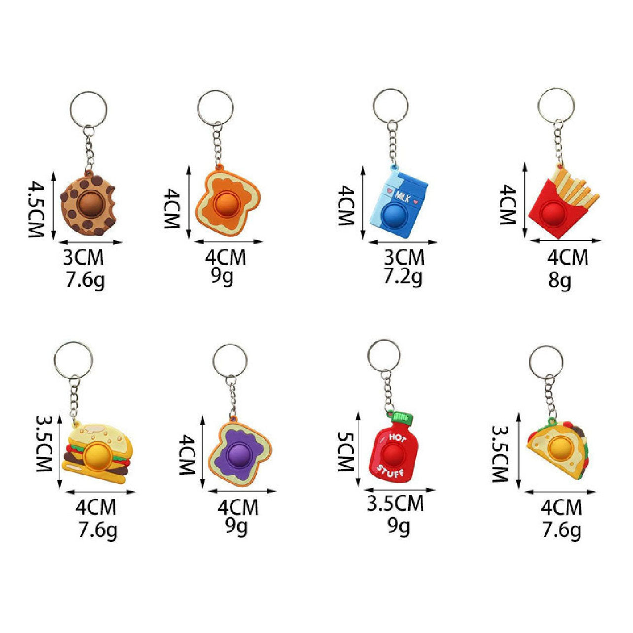 Porte-clés Duckiez pop it thème alimentaire