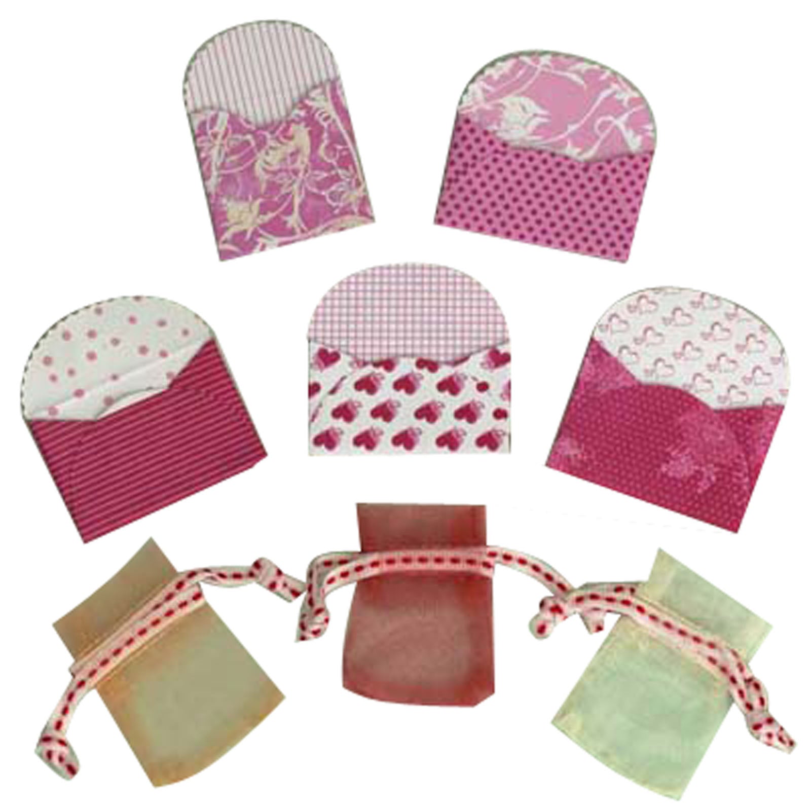 Vaessen creative • mini enveloppes x5 + mini sacs organza x3 valentine