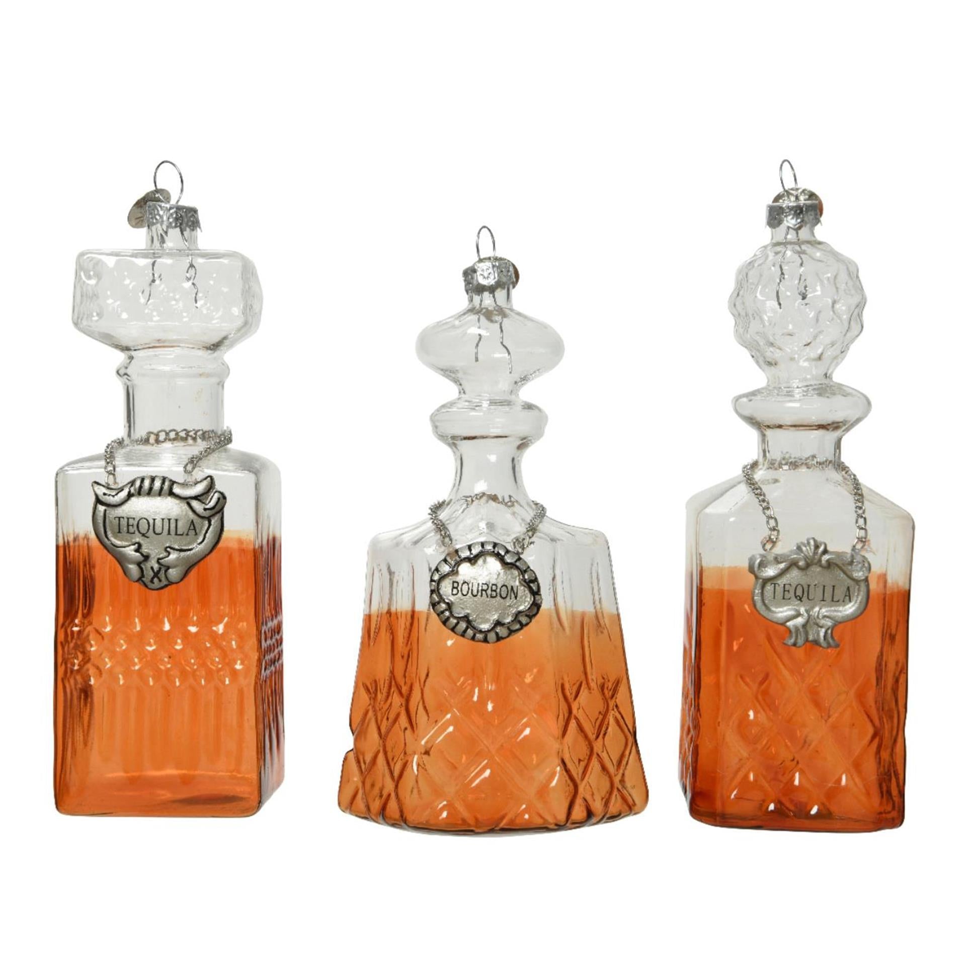 Decoris Pendentif de Noël bouteille de boisson en verre 6,3x12,3cm