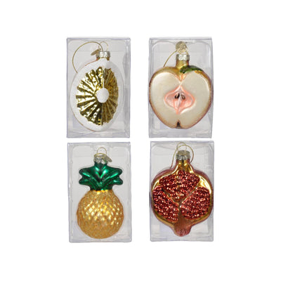 Decoris Pendentif de Noël verre à fruits 7cm