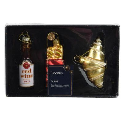 Decoris pendentifs de Noël française ensemble 3 pièces en verre