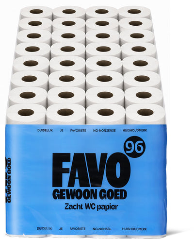 Papier toilette Favo just good favo - 96 rouleaux - 180 feuilles par rouleau - papier toilette doux et résistant - pack économique