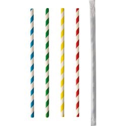 Pailles en papier Papstar 20 cm noir et blanc