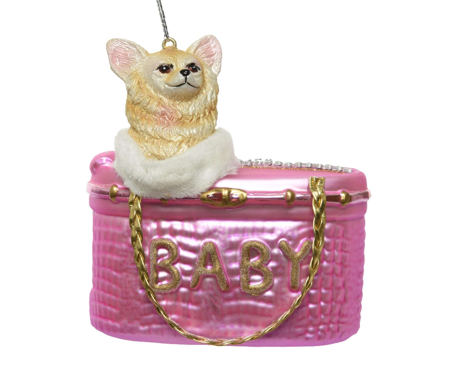 Decoris Pendentif de Noël chien verre 10x5cm