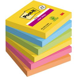 Notes super collantes post-it 654-sscarn-p4+2 bleu, jaune, vert, rose orange