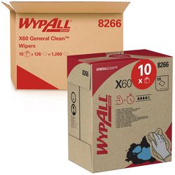 Lingettes nettoyantes wypall x60 hydroknit 231x426mm blanc pack 10 pièces 126 feuilles