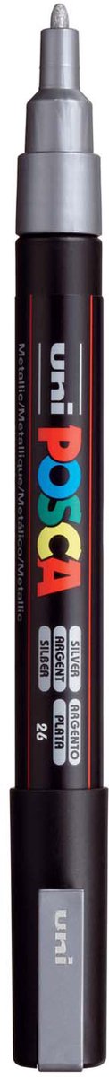 Marker Posca Uni-Posca, AFM PC-3M, épaisseur de ligne 0,9-1,3 mm, fin, argent, 1 pièce