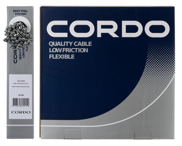 Câble Cordo câble intérieur frein 225cm ø1,5mm + embout canon 7x6mm inox atelier extra lisse (100)