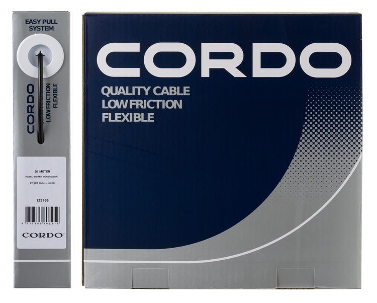 Ajusteur de câble extérieur Cordo noir 5mm 30 mètres + liner atelier