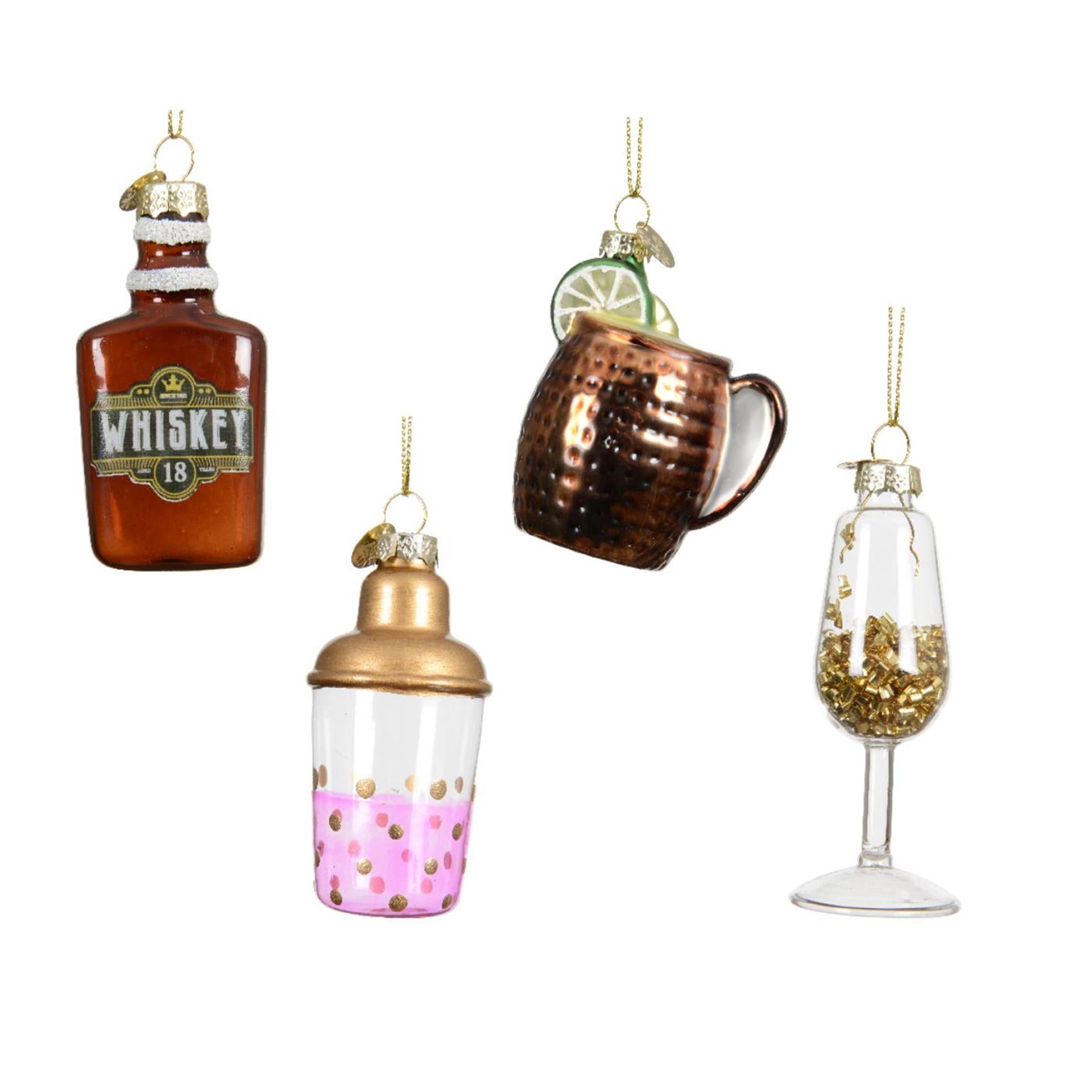 Decoris Pendentif de Noël bouteille de boisson en verre ø8,5cm