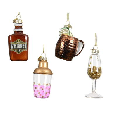 Decoris Pendentif de Noël bouteille de boisson en verre ø8,5cm