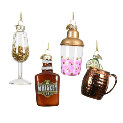 Decoris Pendentif de Noël bouteille de boisson en verre ø8,5cm