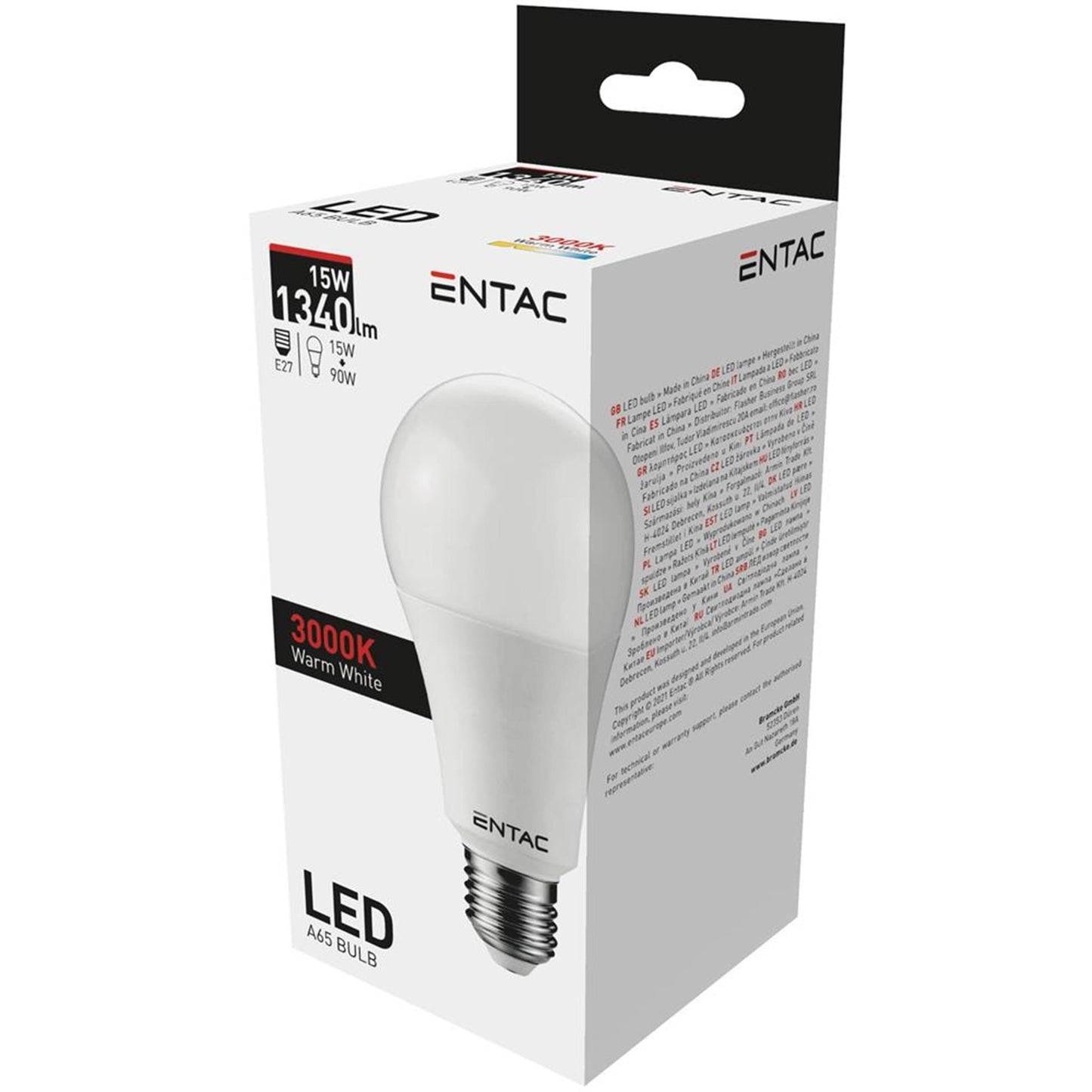 Lampe LED Entac E27 15W 3000K WW 1340lm