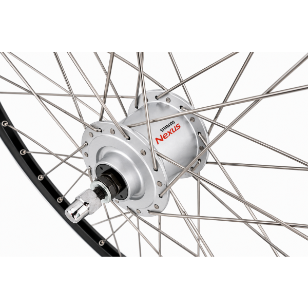 Roue avant Shimano 28 x 1 4'' aluminium jante zac 2000 - dynamo moyeu dh-c3000-3n - frein sur jante - noir argent