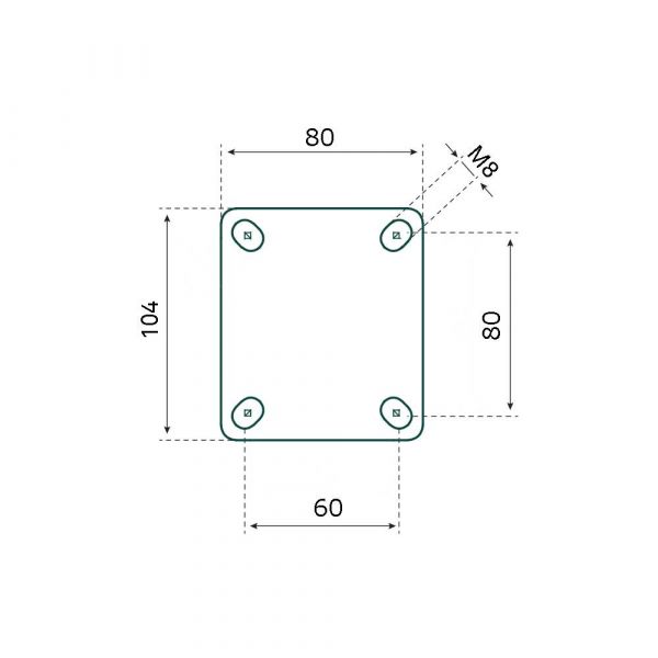 Roue Fixe Tarse 125mm. TPE extra silencieux