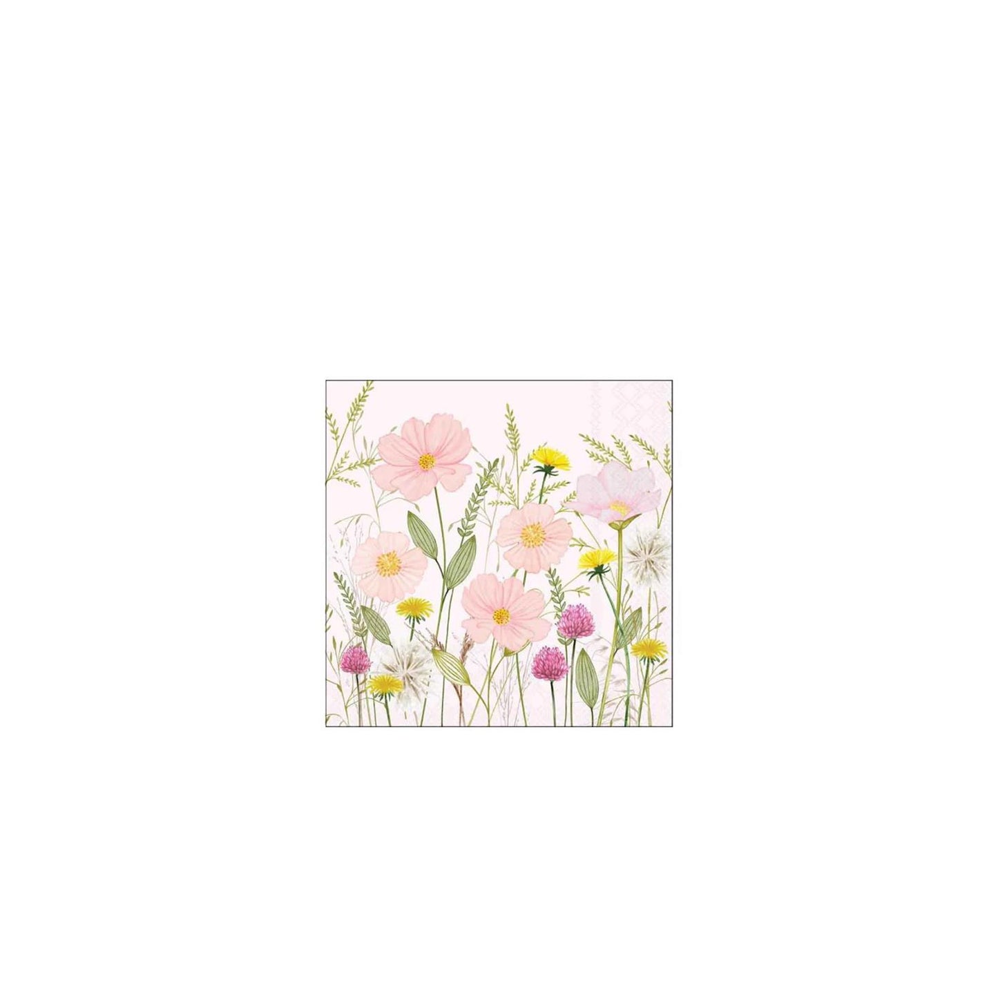 Serviettes Ambiente 25cm fleurs pastel rose