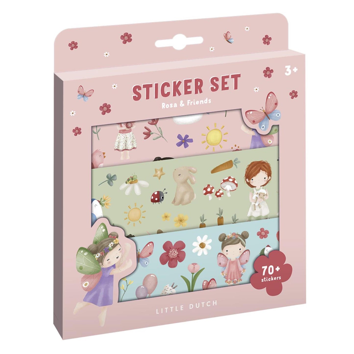 Petite boîte d'autocollante néerlandaise Rosa Friends, 3 feuilles